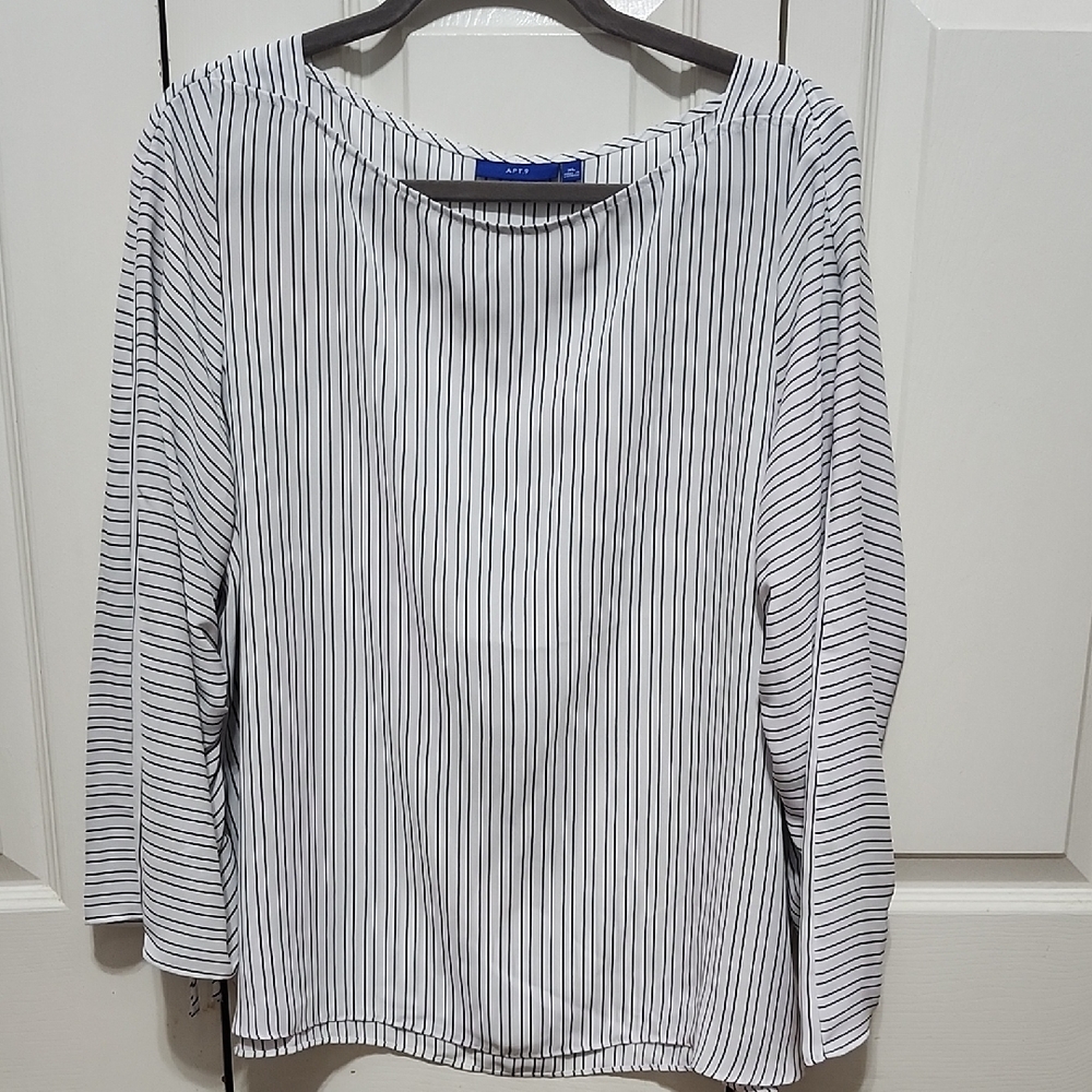 Apt. 9 Black and White Striped Blouse